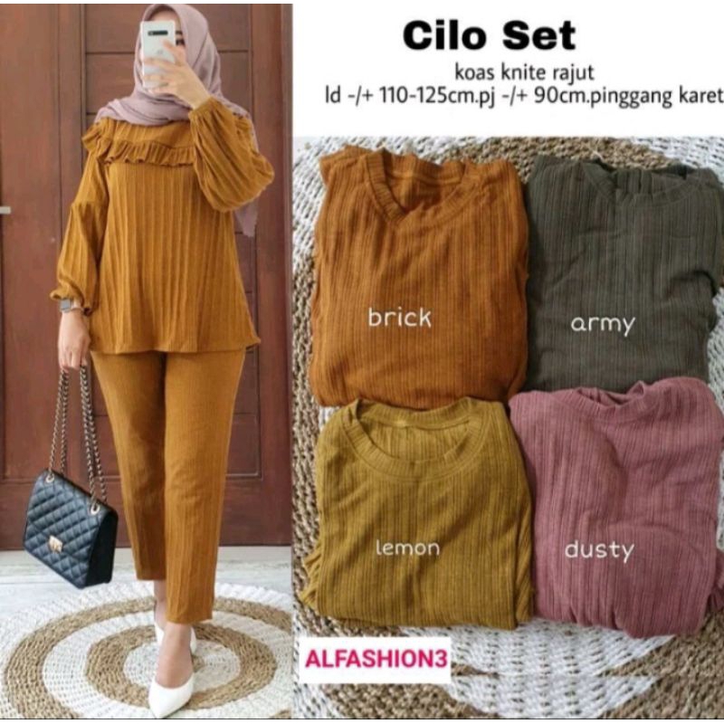 Setcel (setelan celana) kaos knit rajut (Baru)