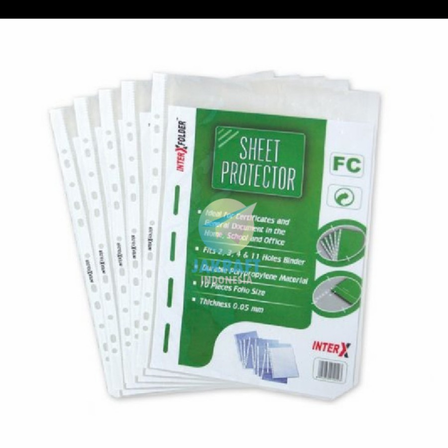 

Plastik pp pocket / sheet protector folio Inter x folder isi 10 lembar