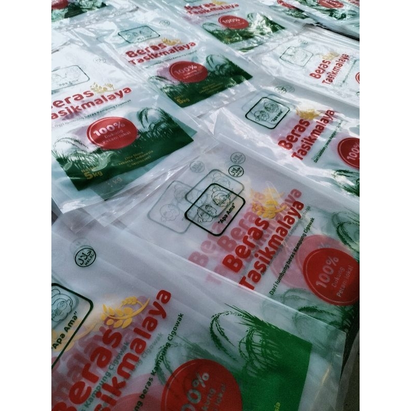 

plastik beras sablon PE 3kg, (sablon 3 warna, min order 100pcs)