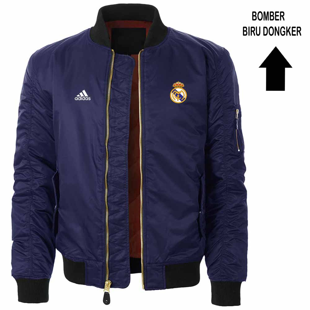 Bisa Custom Jaket Bomber Pria Real Madrid/Jaket Parasut Pria /Jaket Pria Keren/Jaket Cowok /Jaket Pr