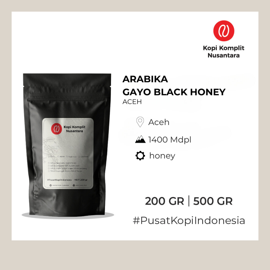 

Arabika Gayo Black Honey Medium Roasting biji Bubuk Kopi Murni