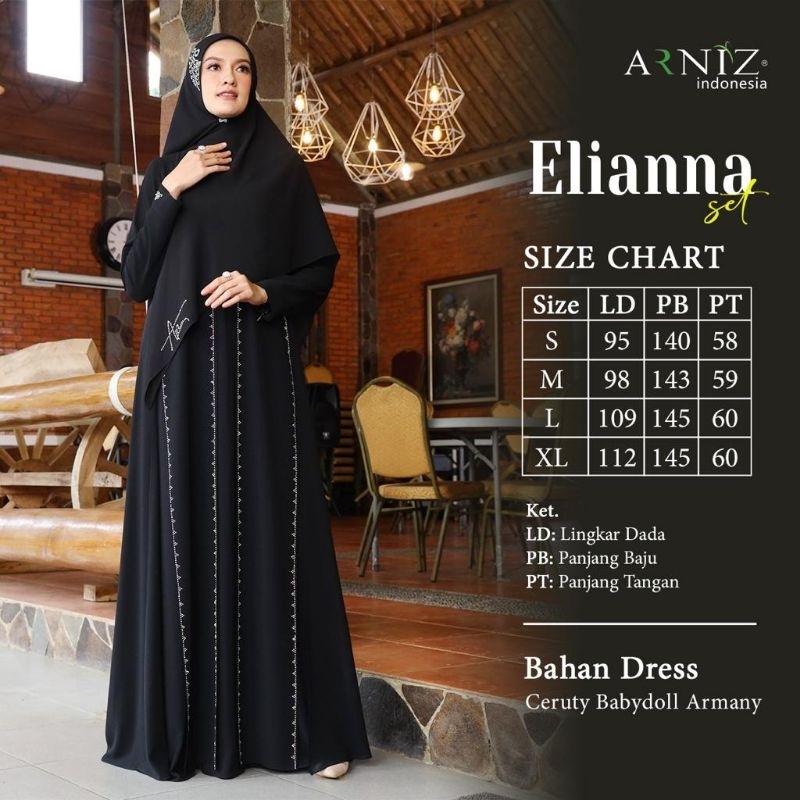 ELIANNA SET BY ARNIZ PUTIH DAN HITAM READY SIAP KIRIM