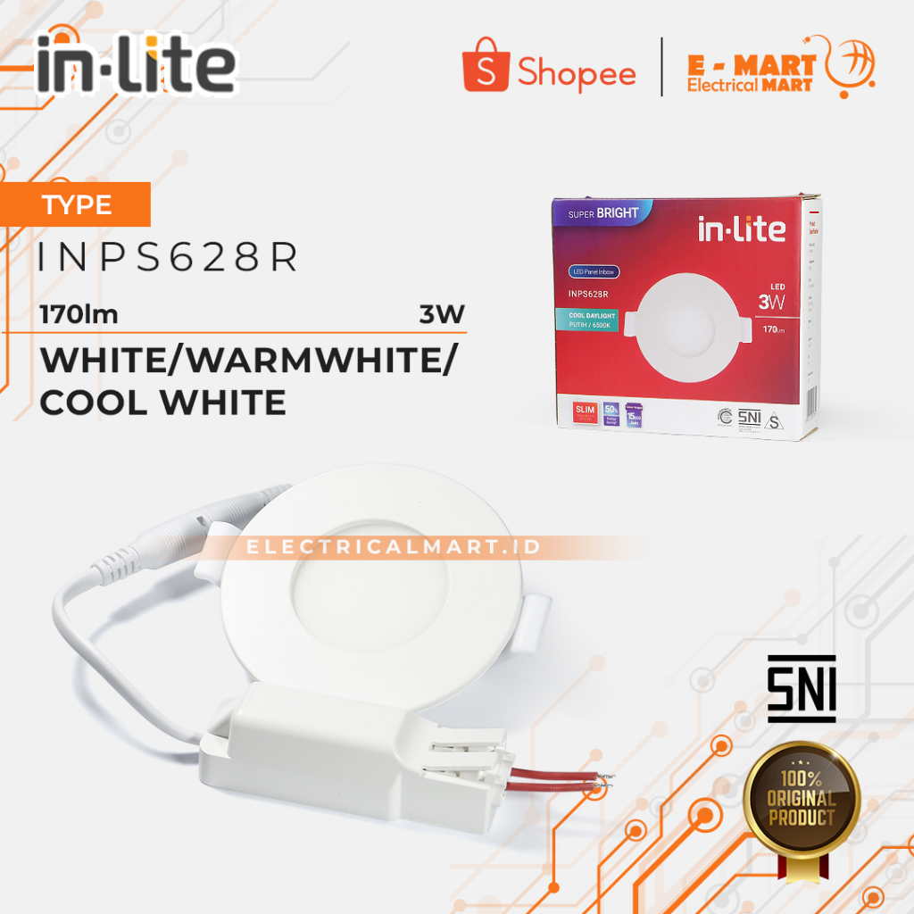 Downlight INLITE IB 3 Watt Bulat / Downlight Panel LED Tanam