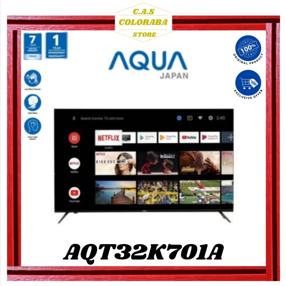 TV AQUA JAPAN AQT32K701A ANDROID TV 32 INCH UHD AQT32K TV AQUA 32" AQT