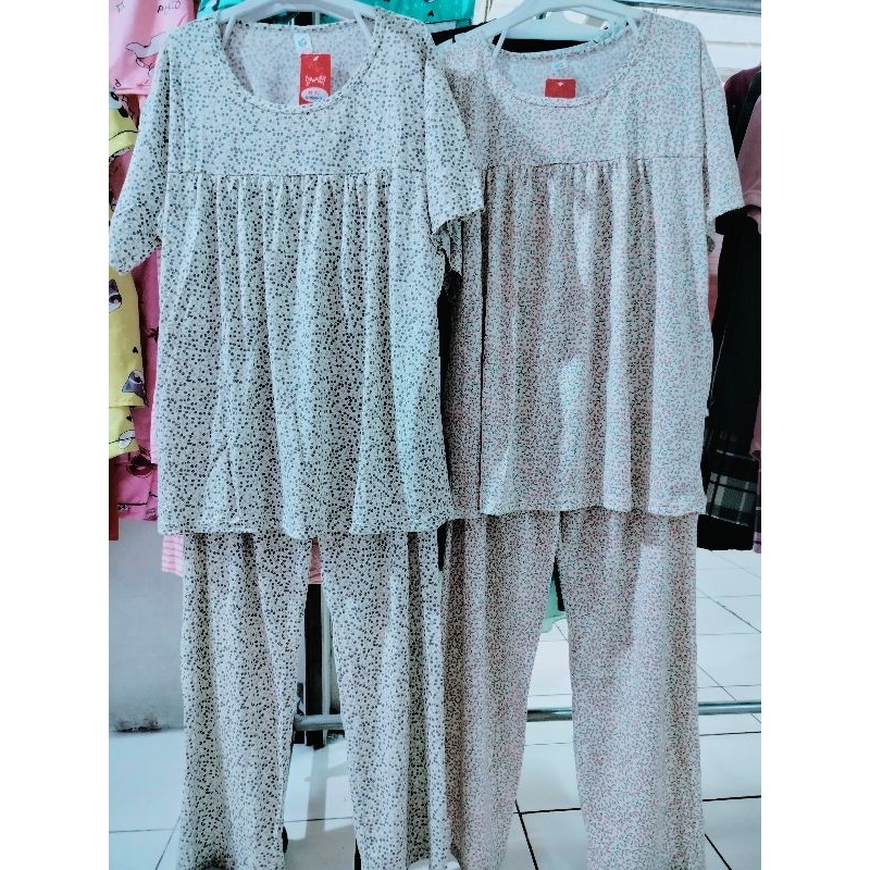 baju Tidur kaos spandek Jumbo motif Bunga-bunga (random)