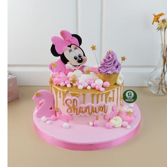 

CAKE TEMA MINNIE MOUSE UK 20CM / KUE ULANG TAHUN CUSTOME