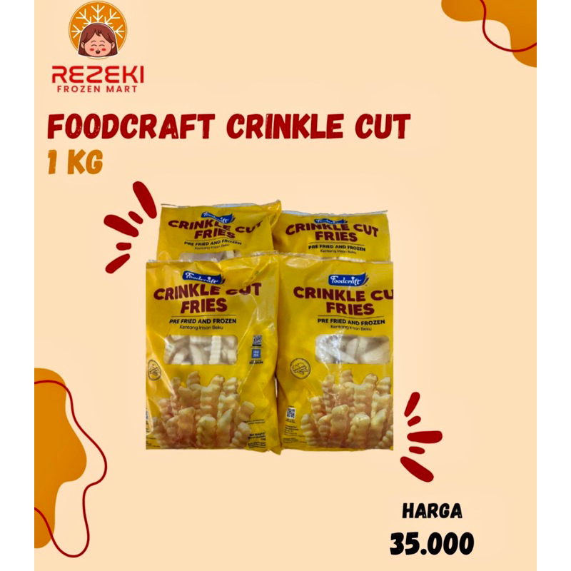 Foodcraft Crinkle Cut 1 Kg | Kentang Goreng French Fries | Frozen Food Murah