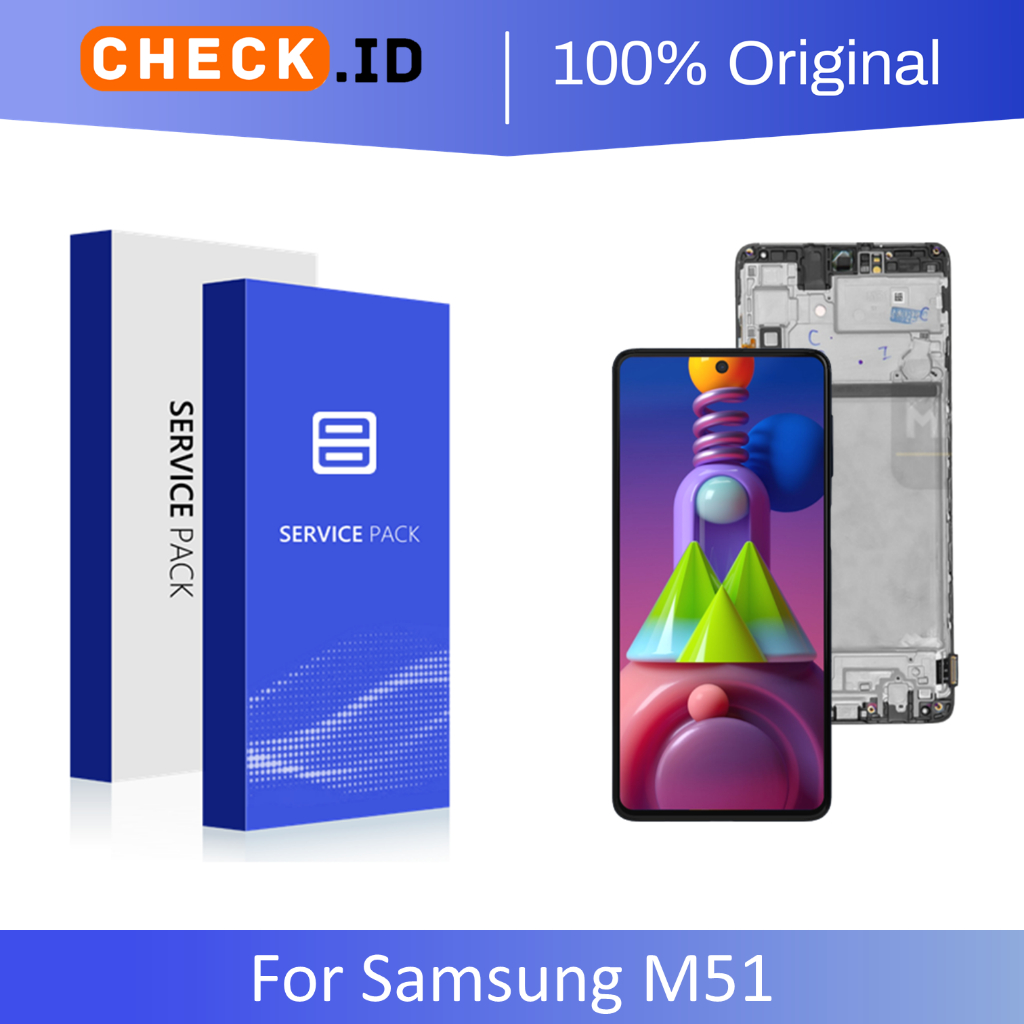 [ CHECK.ID ] AMOLED LCD + FRAME SAMSUNG M51 SM-M515 ORIGINAL