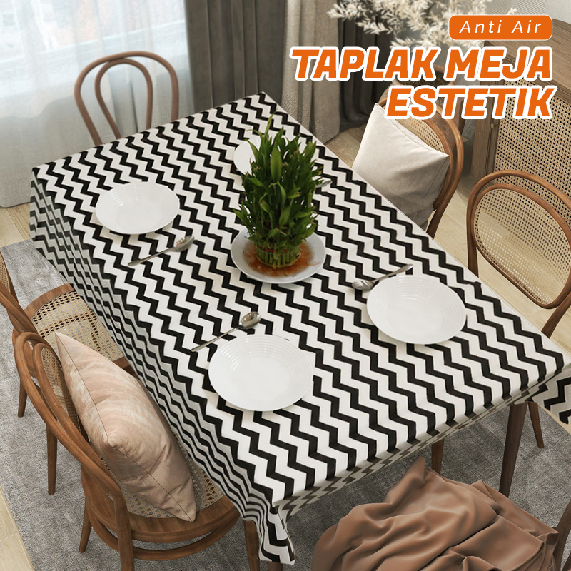 Taplak Meja Makan Ruang Tamu 120X152cm Persegi Panjang Motif ZIGZAG minimalis Terbaru Ukuran Jumbo B