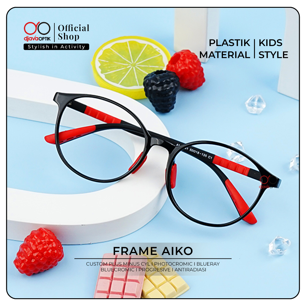 DJAVA OPTIK - Frame Aiko - Kacamata Anak Bulat Karet Lentur Anti Patah