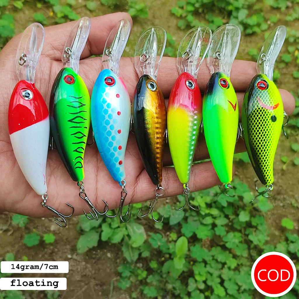 Crankbait 14gram/7cm Umpan Pancing Casting Minnow Floating Lidah Panjang