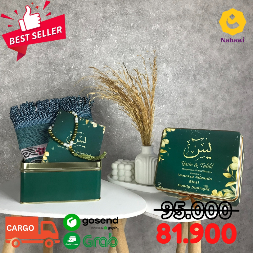 Yasin dan Tahlil + Foto Custom Soft Cover Kemas Box Premium Tasbih Souvenir Tahlilan 40 Hari 100 Har