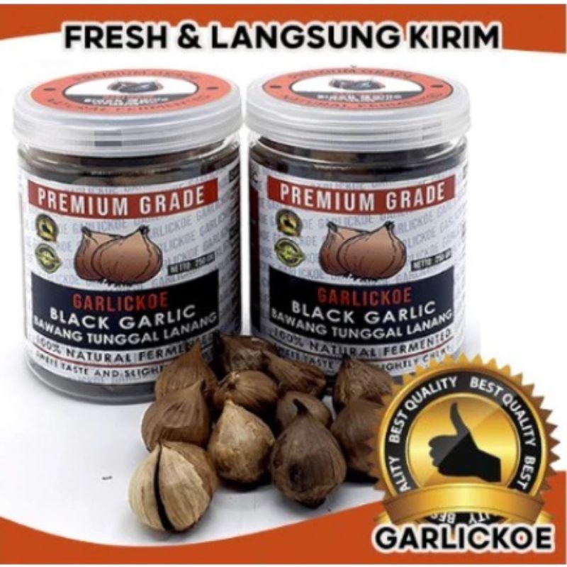 

BLACK GARLIC / BAWANG HITAM TUNGGAL LANANG 250gr PREMIUM GARLICKOE