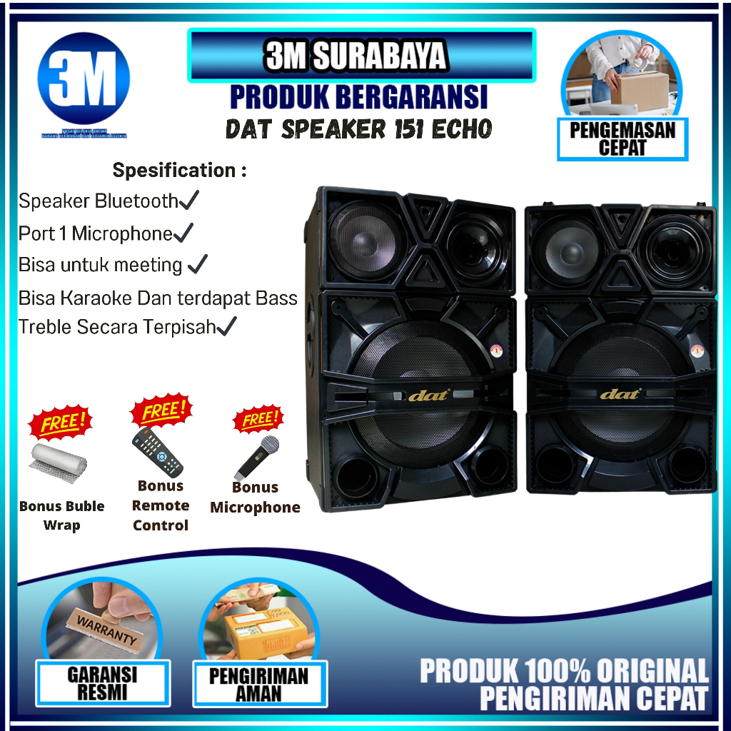 Speaker Aktif Bass Bluetooth | Speaker Bluetooth Bass | Speaker Meeting Karaoke 15 inch DAT DX 151 G