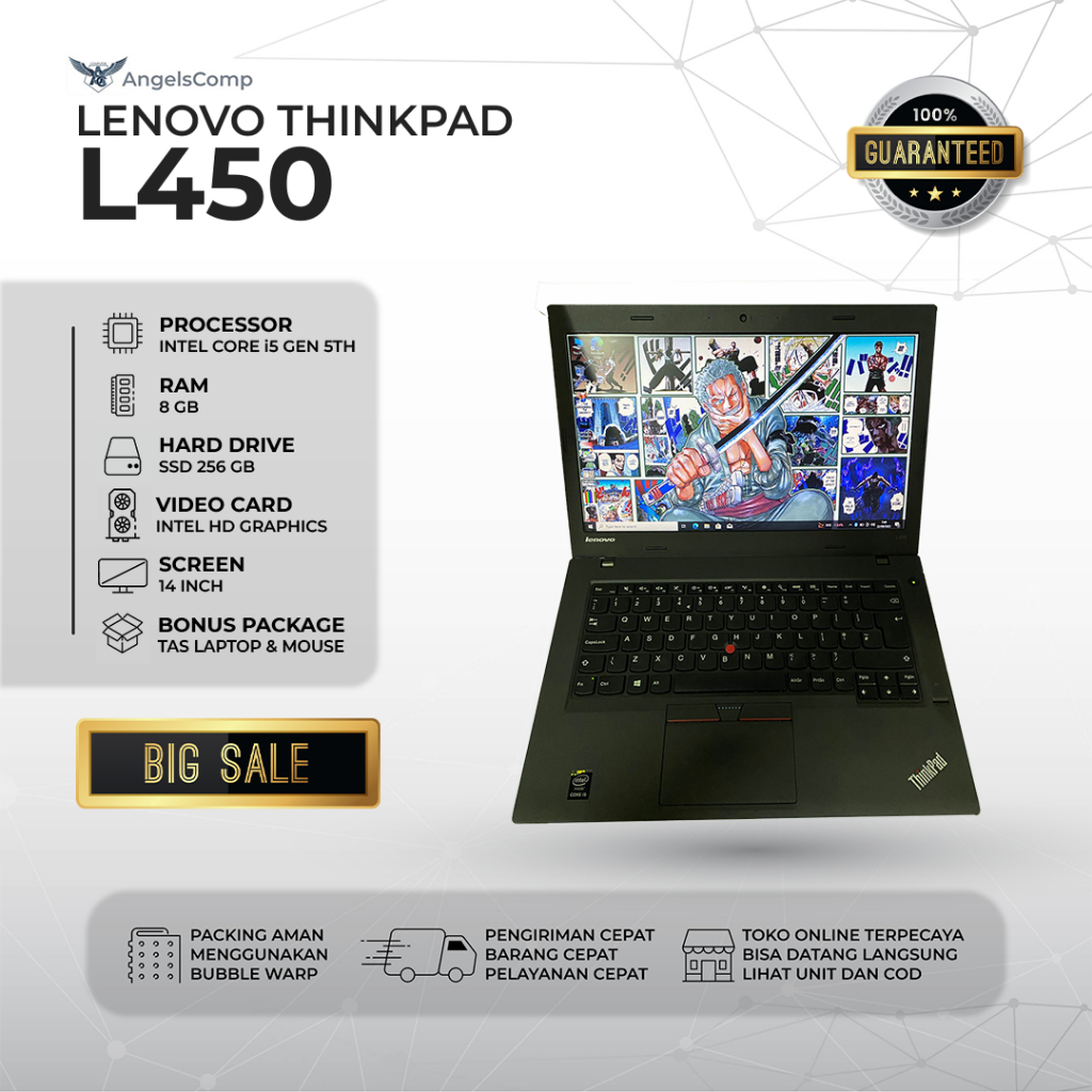 LENOVO THINKPAD L450 i5 GEN 5TH - RAM 8 GB - SSD 256 GB