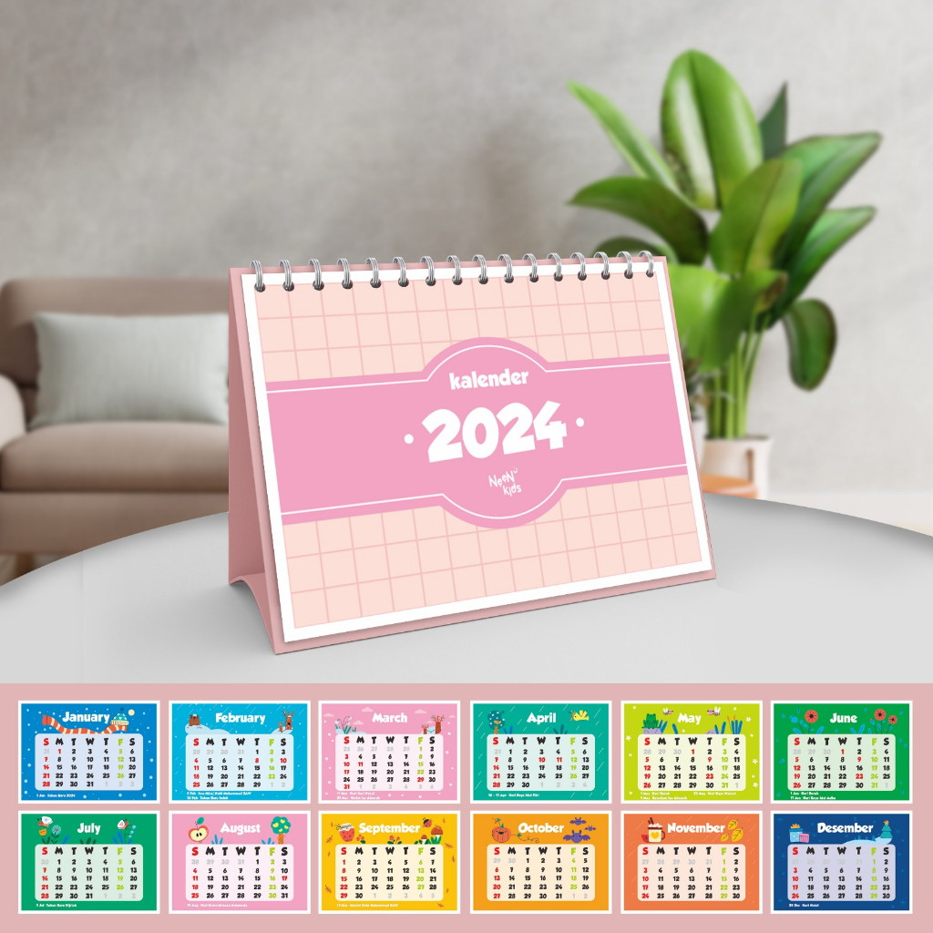 

NeenKids Kalender Meja Duduk Tahun 2024 Murah Unik Pinky Anak