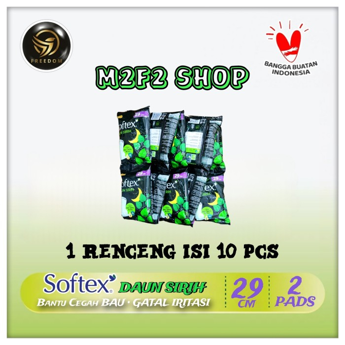 Softex Daun Sirih Pembalut Sachet Isi 2 Pads Wing - 29 cm (Kemasan Renceng)