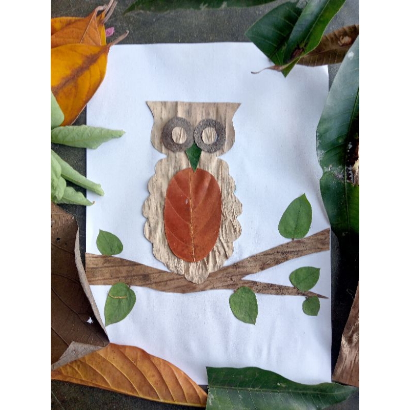 kolase daun kolase hewan kerajinan kolase DIY kolase daun