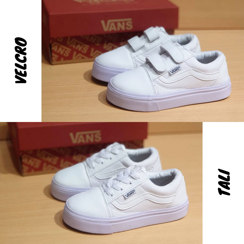 Sepatu Anak Oldskool White Sepatu Anak Laki Laki Perempuan Putih Polos Old Skool Premium Quality