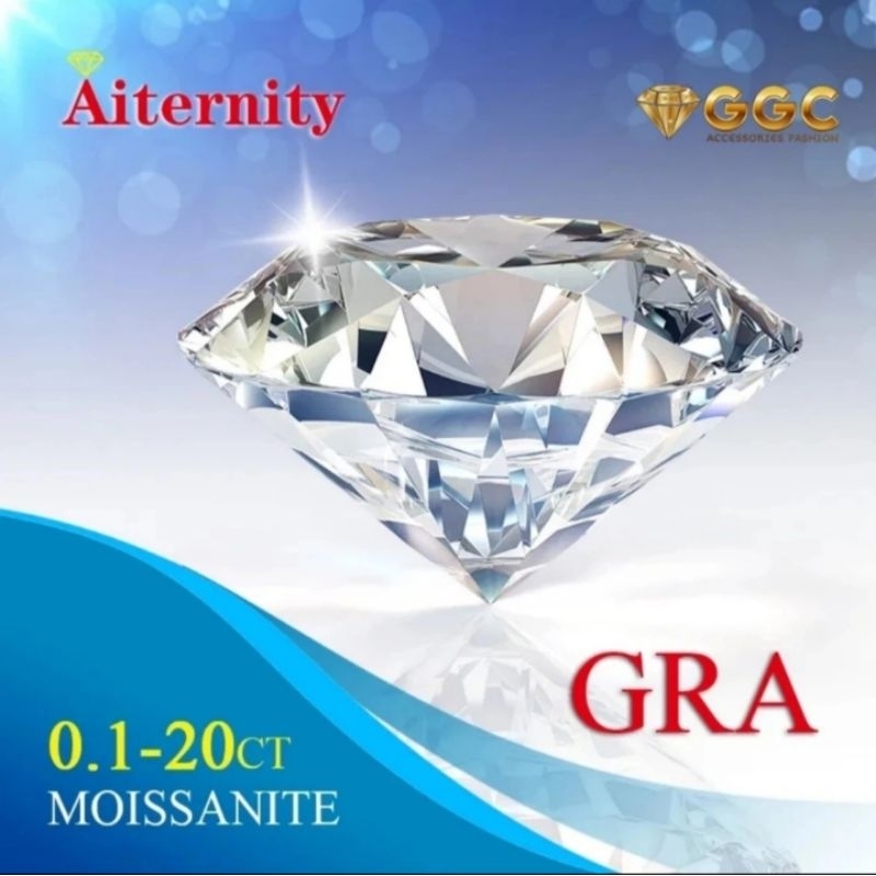 Permata Berlian Moissanite VVS1 Sertifikat GRA Internasional