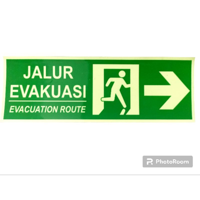 

STIKER JALUR EVAKUASI/EVACUATION ROUTE ( GLOW IN THE DARK ) UK 10X30 CM