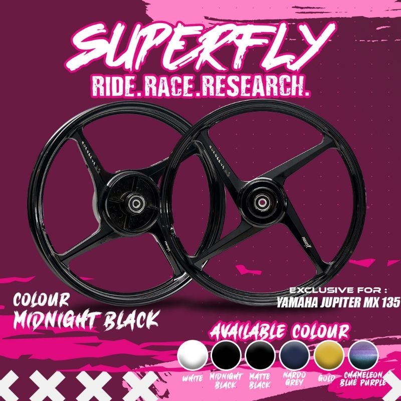 Pelek Velg Superfly Jupiter MX 135 (Tromol) Midnight Black (glossy)