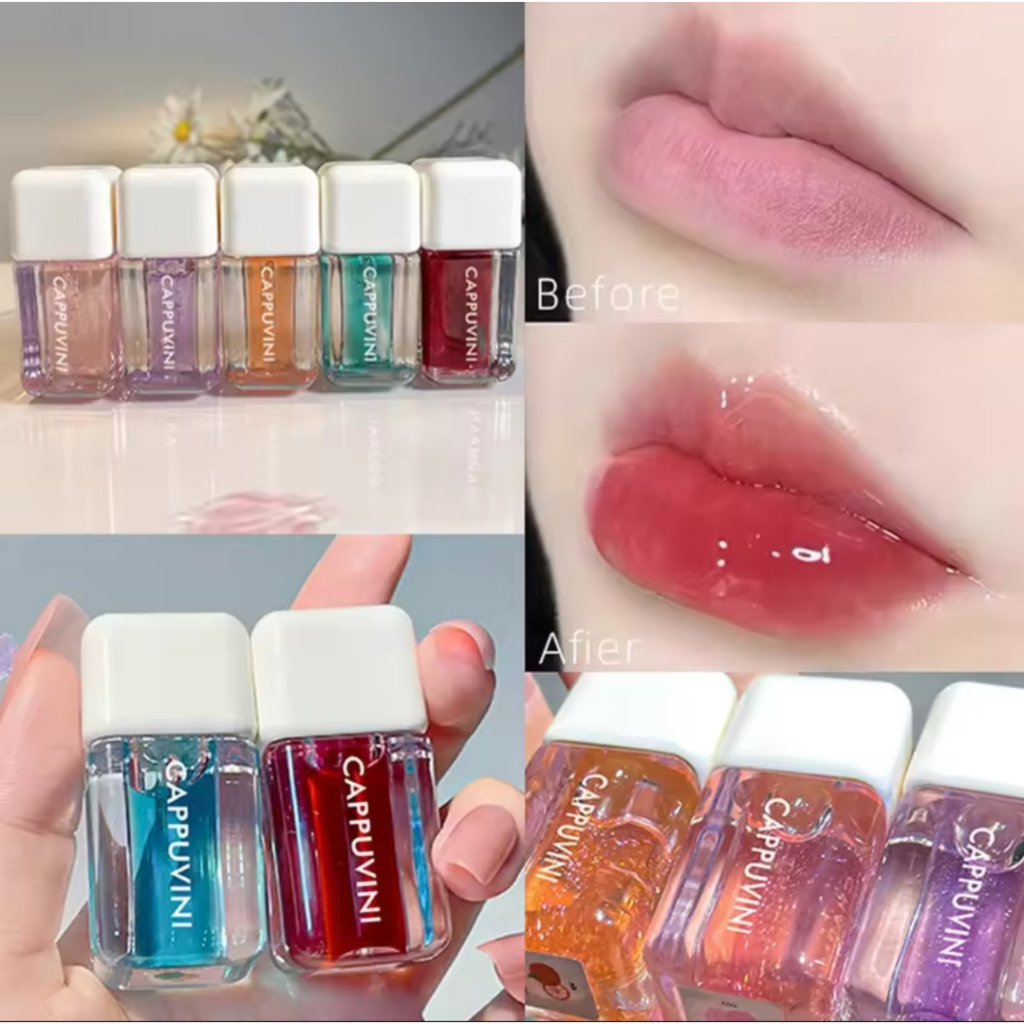 ORI CAPPUVINI 4 Warna Lip Gloss Kristal Lipstik Bening / Lip Gloss Jelly Glitter Lip Gloss Bening / 