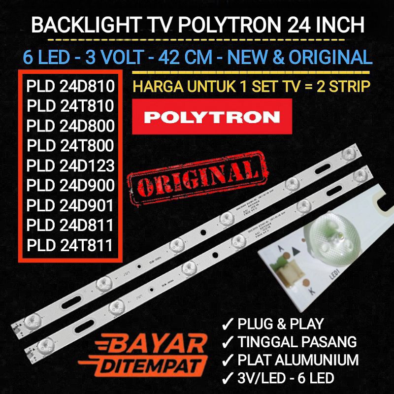 BACKLIGHT TV POLYTRON 24 INCH PLD 24T810  PLD 24D810 PLD 24D900 PLD 24811 PLD 24D123 PLD 24D800