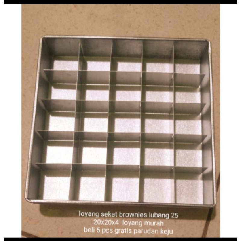 Loyang Sekat Brownies 20x20 sekat 25,/loyang Brownies,
