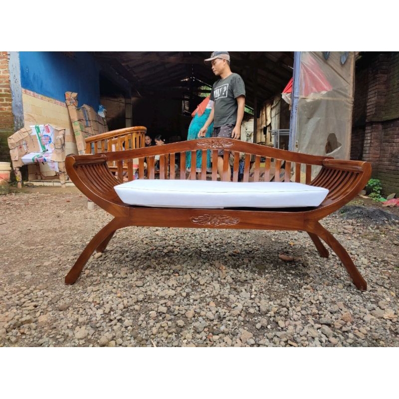 bangku kayu jati bangku Yuyu kursi teras yuyu sandaran finishing