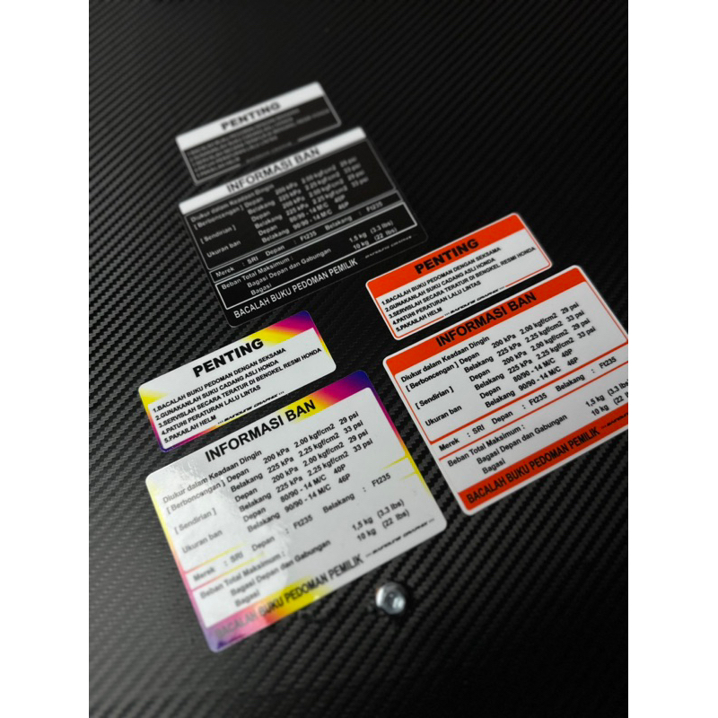STIKER WARNING INFORMASI BAN DETAILING HONDA