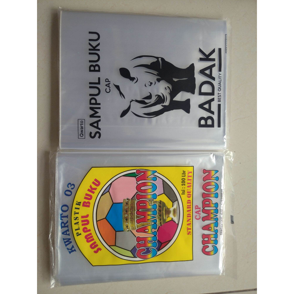 

1 Pack isi 100 lembar Sampul plastik champion/cap Badak kwarto 03