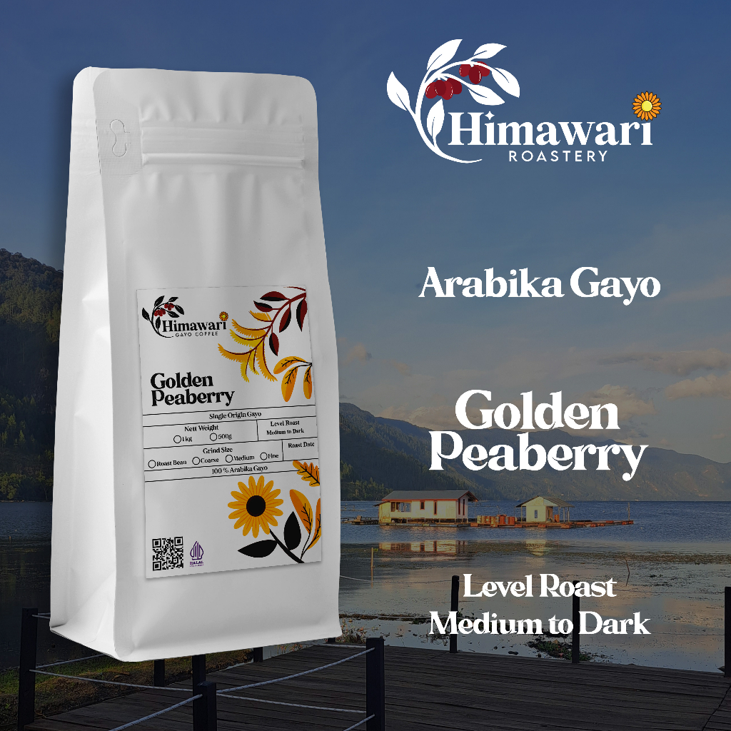 

Himawari Kopi Arabika Gayo Golden Peaberry Bubuk Kopi dan Roasted Bean 1 KG