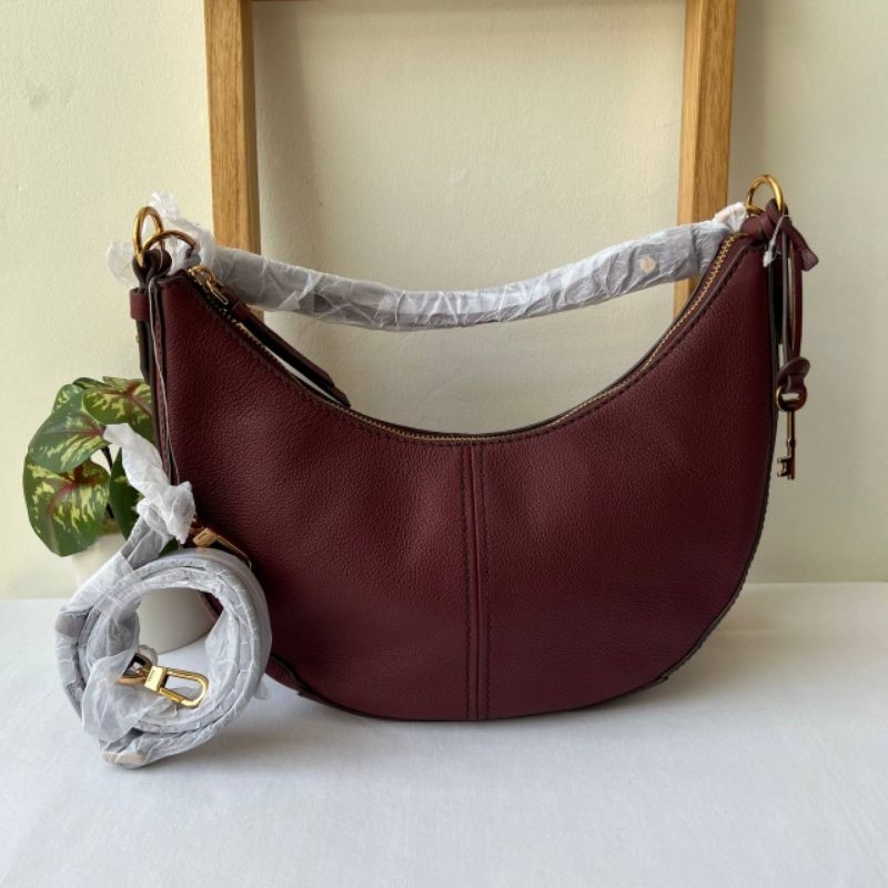 Fossil shae small hobo shoulder bag wine