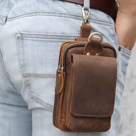 Tas Pinggang Pria Dompet Hp Kulit Asli - Dompet Hp Pinggang Pria Asli Kulit