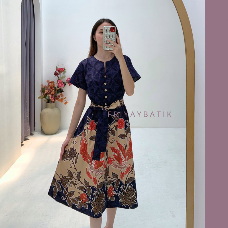 Lophine Dress Batik / Dress Batik Wanita Lengan Pendek