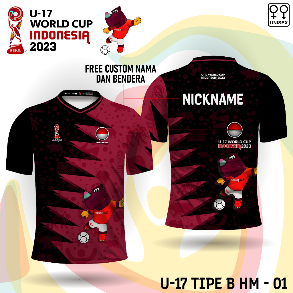 Baju piala dunia u 17 2023 kaos jersey timnas indonesia u17 b