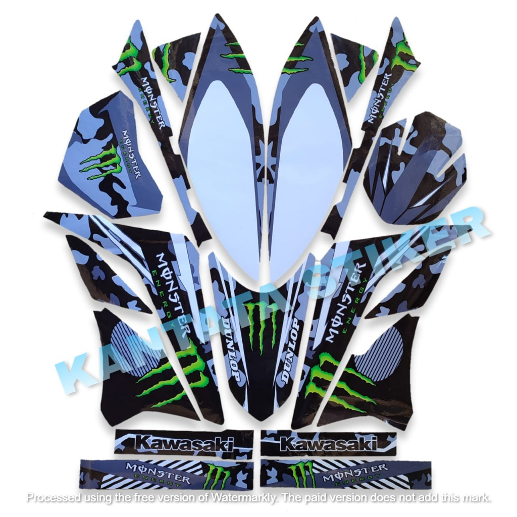 STIKER STRIPING LIS BODY MOTOR KLX L 150 VARIASI KEREN WARNA ABU PUTIH FUL SET