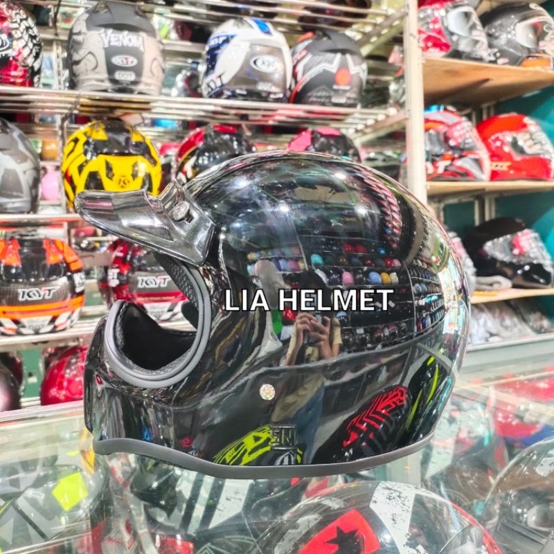 Helm cakil HBC hitam glossy / Helm HBC Cakil black / HBC Cakil original