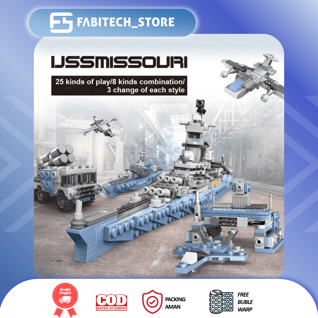 USS MISSOURI 8 IN 1 BRIX BALOK BANGUNAN L3GO