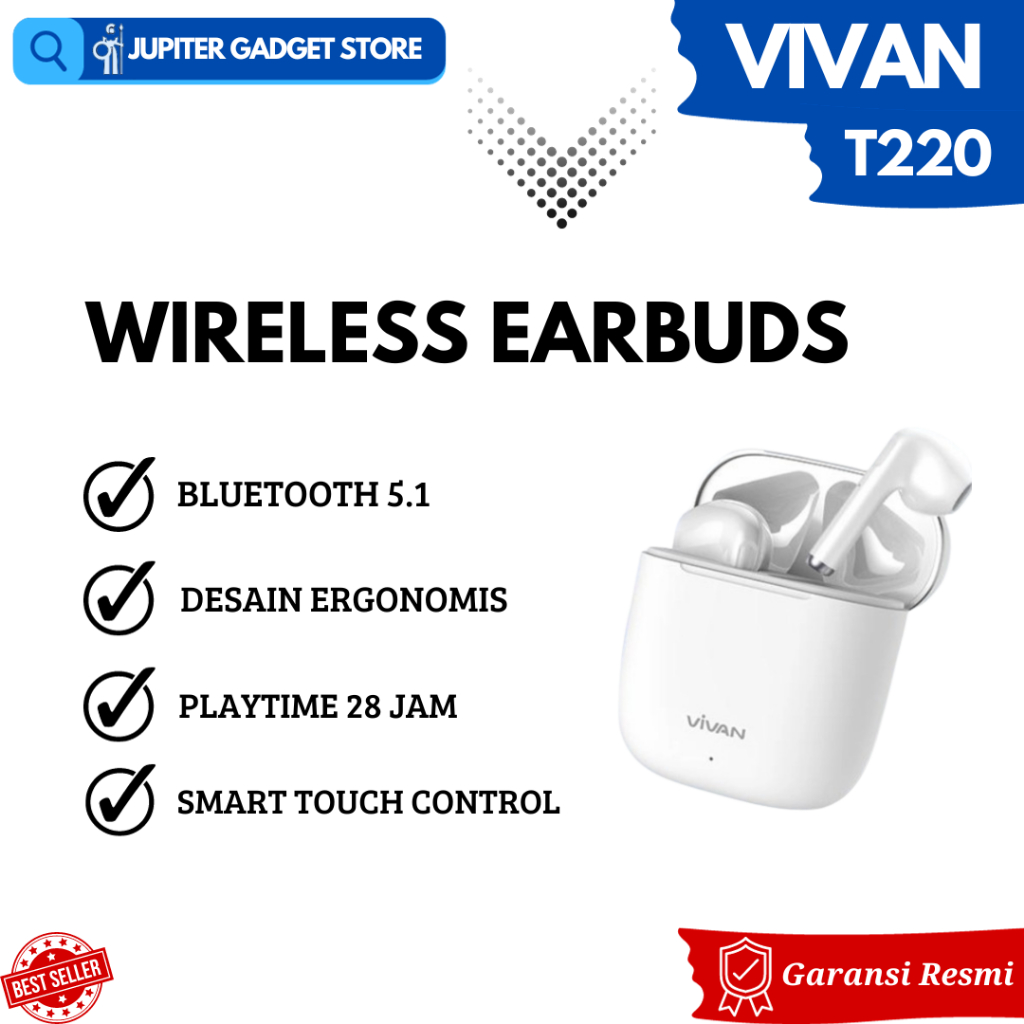 Headset Bluetooth Vivan Liberty T220 Wireless TWS Earbuds