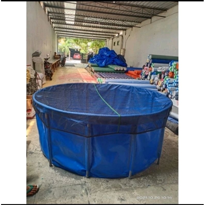 Vat Kolam Terpal Diameter 2M Full Set Untuk Ikan Bentuk bulat Merk Orchid