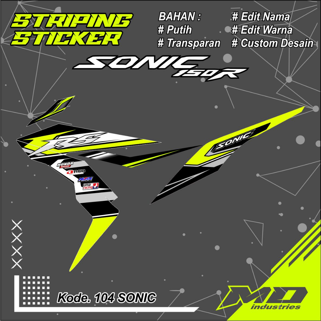 Striping Sticker Sonic 150R - Striping Transparan Sonic 150R