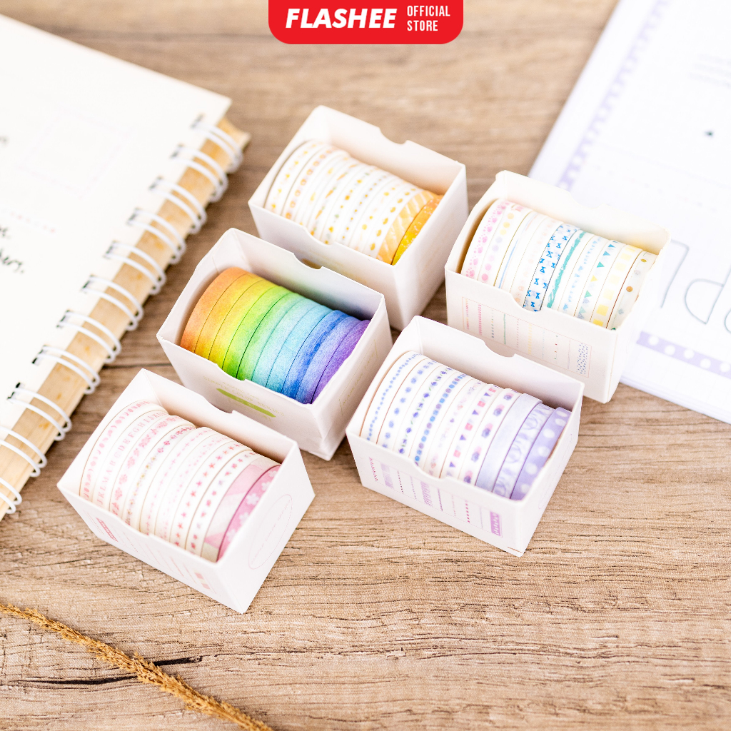 

Flashee 10 Rolls Abstrack Washi Tape Masking Tape Jurnal DIY Scrapbook Washi Tape Dekorasi