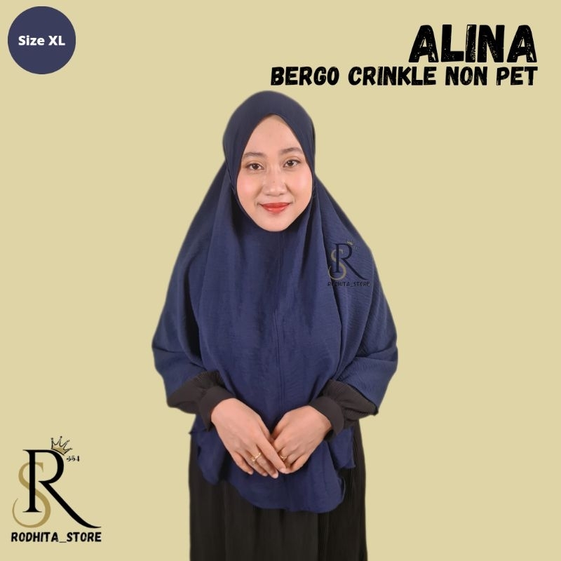 Alina Bergo Non pet size XL, L dan M/hijab daily nyaman/jilbab syar'i/hijab syar'i/hijab instan/krud