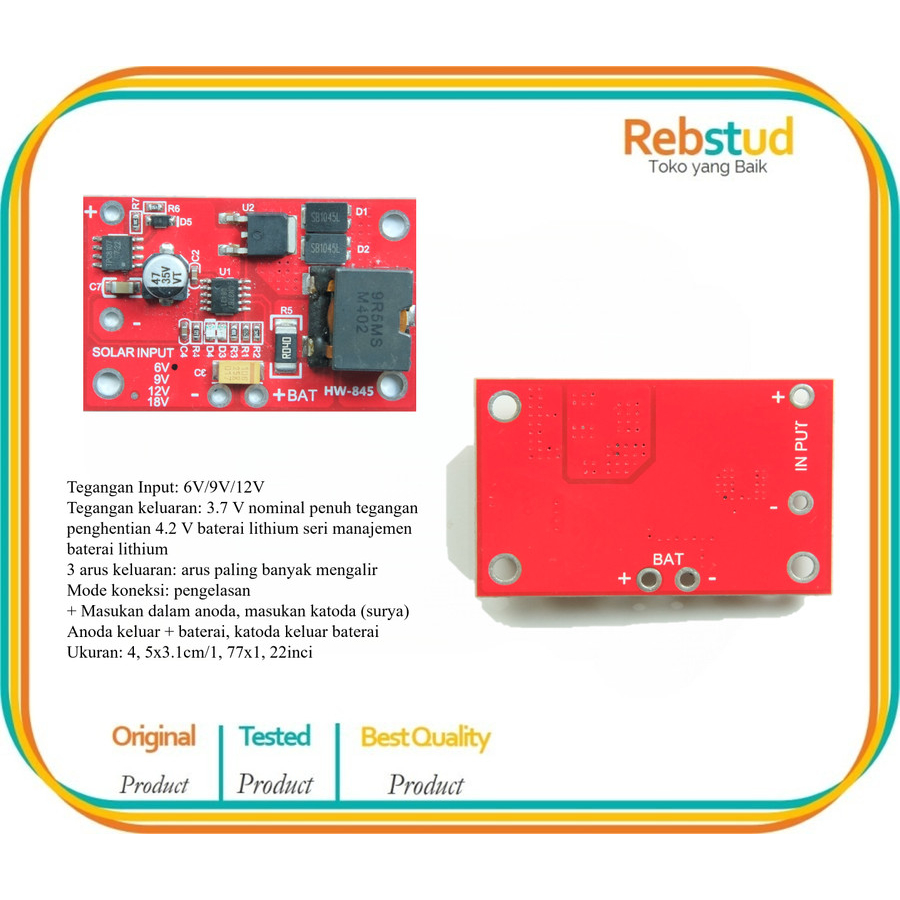 MPPT1S PanelSurya 6V/9V/12V 3A ModulManajer BateraiLithium 3.7V CN3791