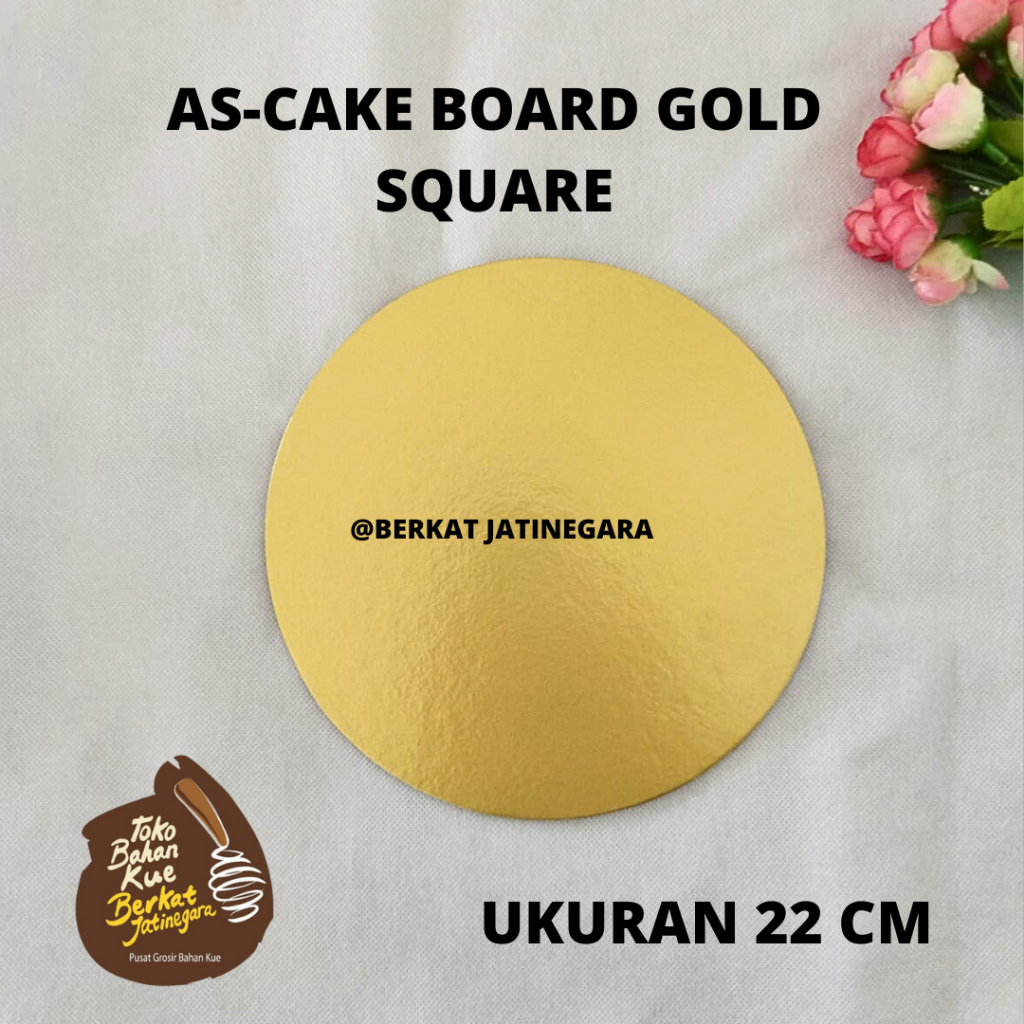 CAKE BOARD GOLD BULAT SQUARE 20CM ISI 10PCS