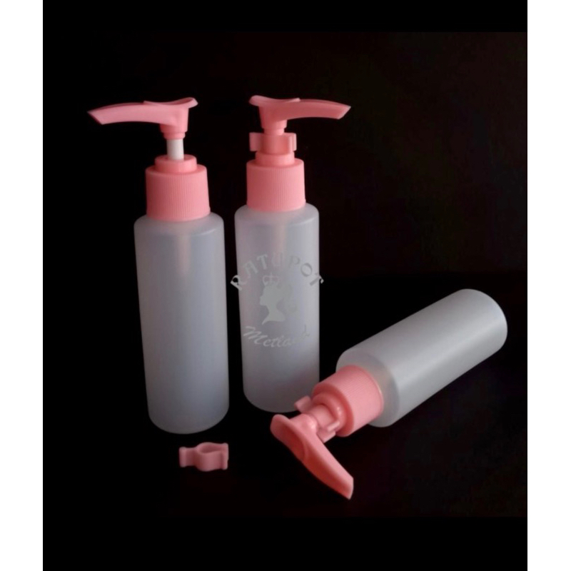 botol 100 ml kiano frosted plastik pump pink lock