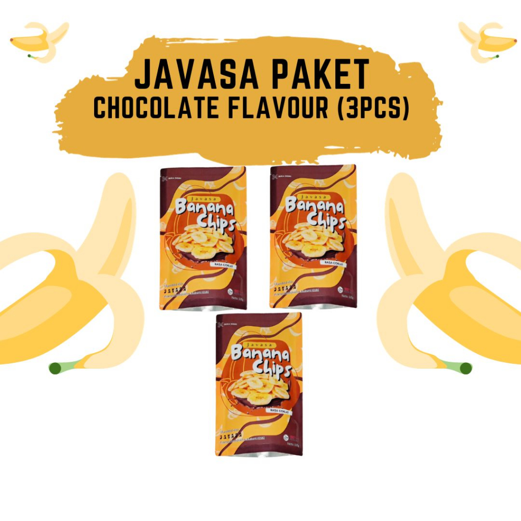 

Keripik Pisang Javasa Banana Chips Rasa Chocolate Paket 3 Pcs - Keripik Pisang Bumbu Tabur dan Renyah