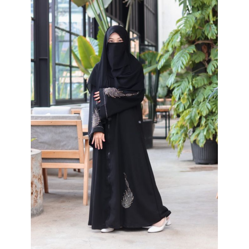 SET AIRIS SET ABAYA DAN PASMINA MATT JETBLACK